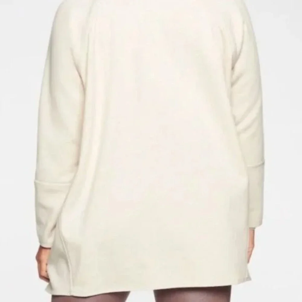 Athleta Cardigan Sweater Cozy Karma Wrap L Cream Open Front Oversized Minimalist